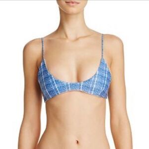 Tavik Nahla Womens Off the Grid Blue White New Plaid bikini top Small